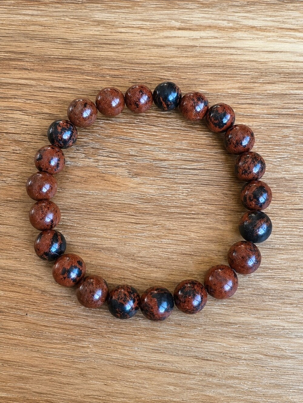 Mahogany Obsidian Beaded Stretch Bracelet | Handmade